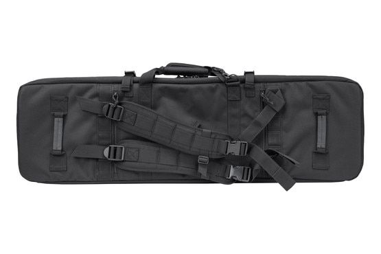 Savior Equipment 42in Urban Warfare Double Rifle Case in Black has adjustable shoulder straps.